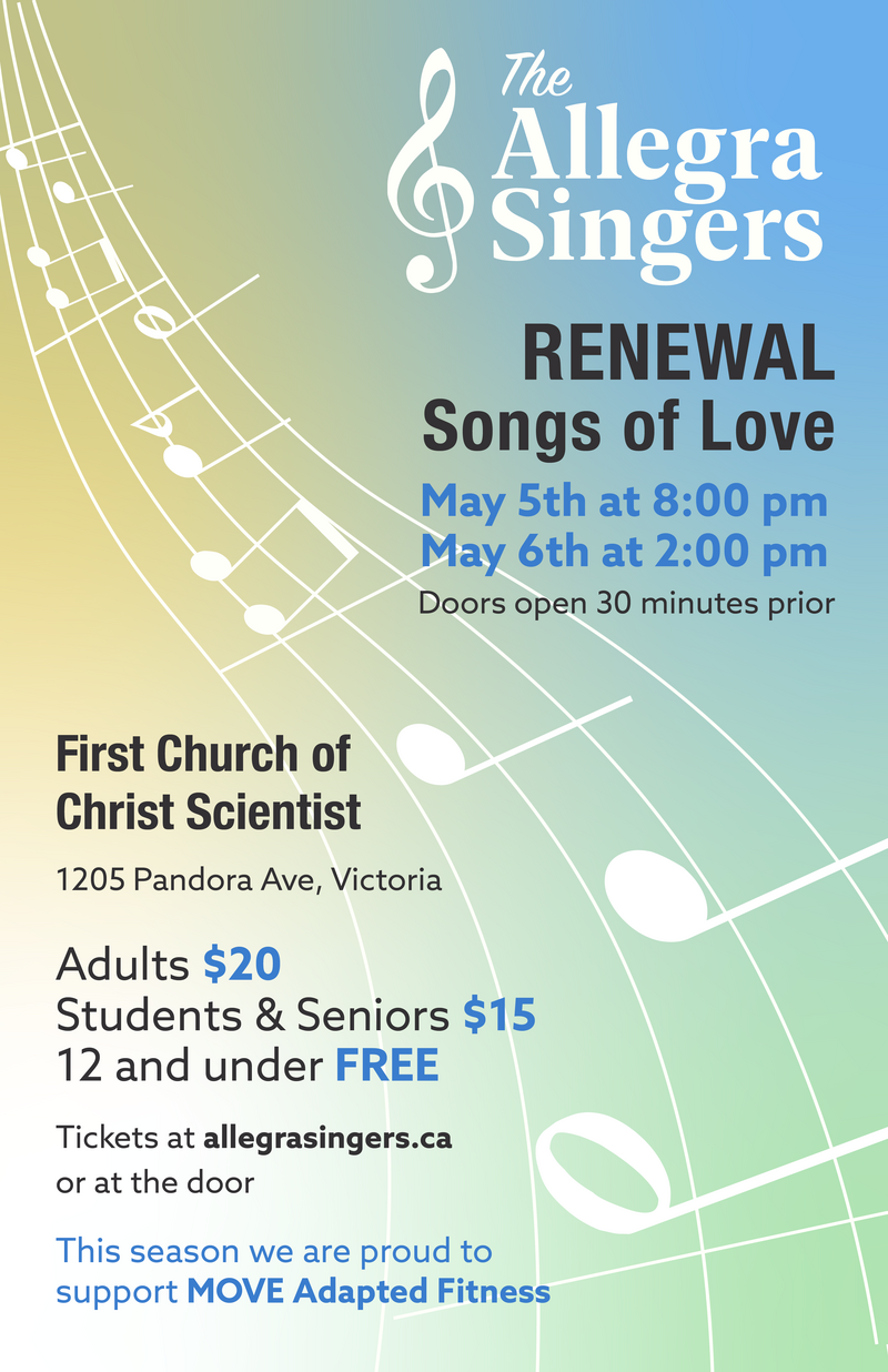 The Allegra Singers in Concert - May 6th @ First Church of Christ, Scientist