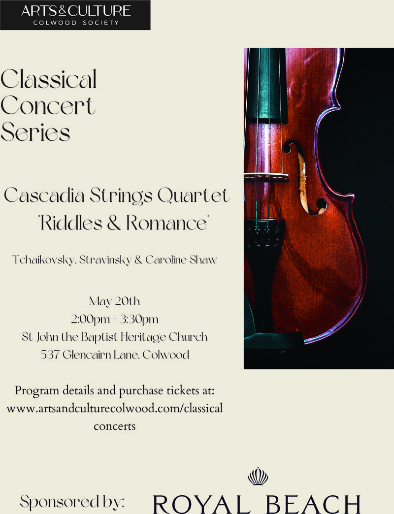 Classical Concert Series: Cascadia Strings Quartet - May 6th @ St John the Baptist Heritage Church