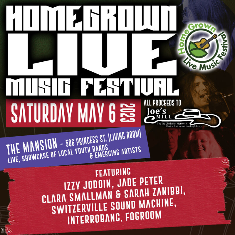HomeGrown Live Music Festival: FogRoom, Interrobang‽, Switzerville Sound Machine, Clara Smallman and Sarah Zanibbi, Jade Peter, Izzy Jodoin @ The Mansion May 6 2023 - May 9th @ The Mansion