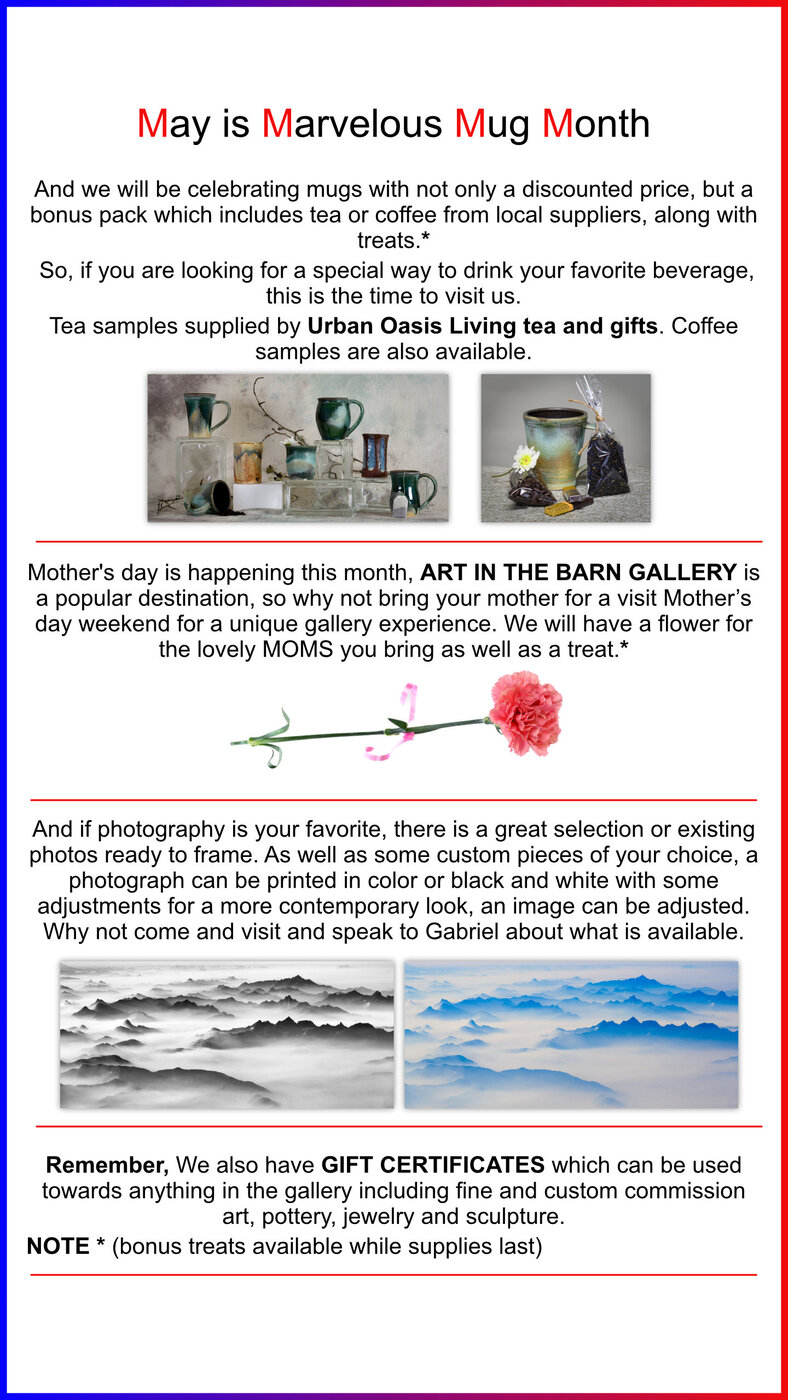 May is Marvelous Mug Month - May 7th @ Art In The Barn Gallery