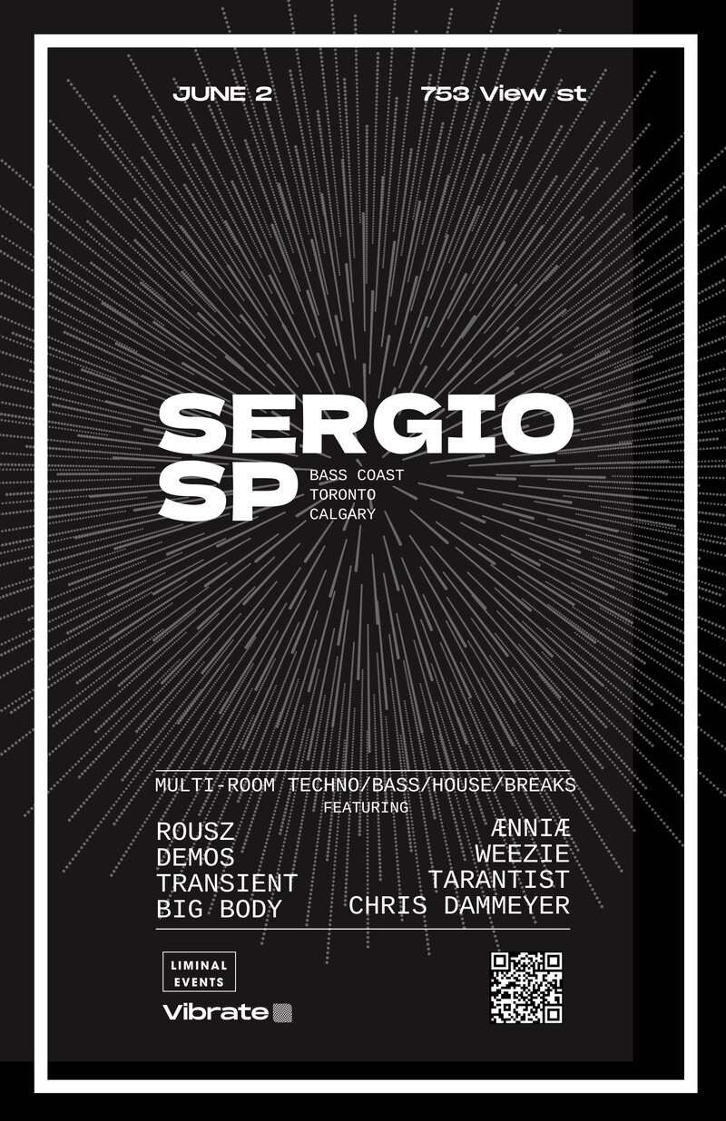 Vibrate Victoria & Liminal Events present Sergio SP @ Hermann's Upstairs Jun 2 2023 - Jun 18th @ Hermann's Upstairs