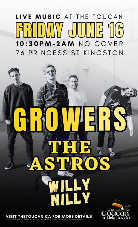 Growers, The Astros, Willy Nilly @ The Toucan Jun 16 2023 - May 9th @ The Toucan