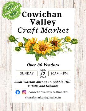 Cowichan Valley Craft Market - Jun 24th @ Cobble Hill Hall