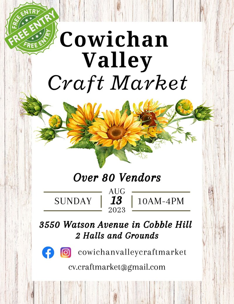 Cowichan Valley Craft Market - May 8th @ Cobble Hill Hall