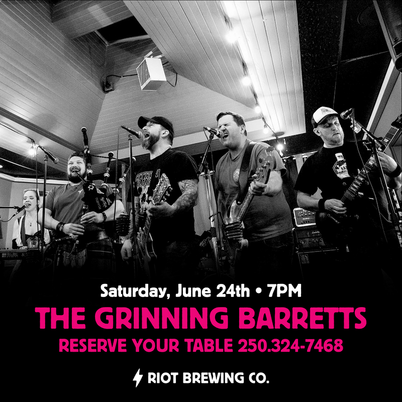 The Grinning Barretts Live at Riot Brewing Co. @ Riot Brewing Co. Jun 24 2023 - May 5th @ Riot Brewing Co.