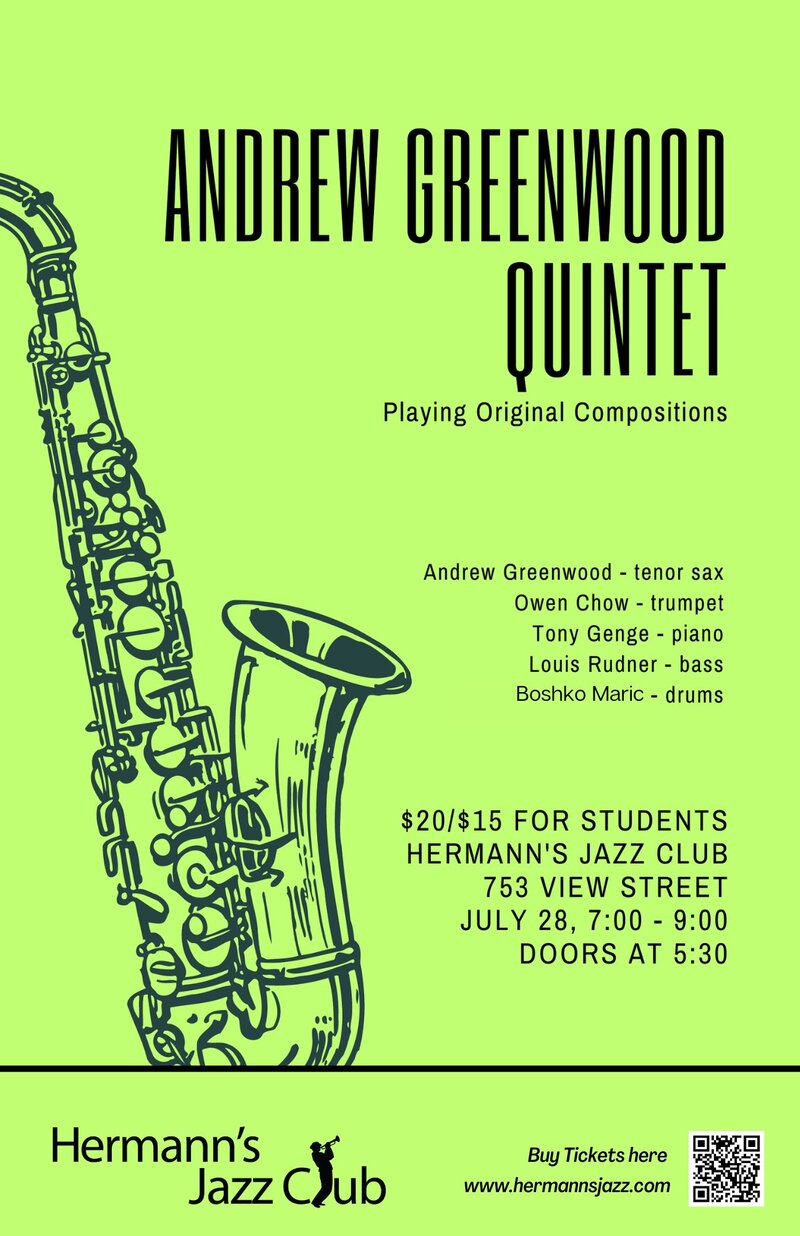 The Andrew Greenwood Quintet - May 7th @ Hermann's Jazz Club