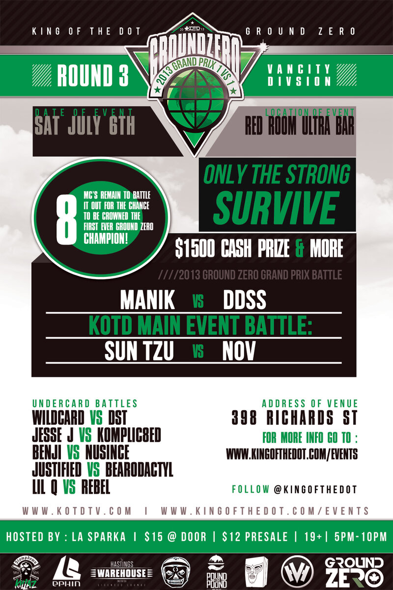 Ground Zero Grand Prix Round 3 - Vancouver Division ft. Sun Tzu vs Nov @ The Red Room Jul 6 2013 - Jun 18th @ The Red Room