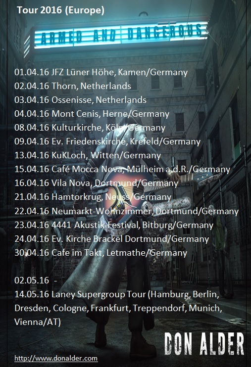 Armed & Dangerous Tour: Don Alder @ JFZ Luener Hoehe Apr 1 2016 - Jun 11th @ JFZ Luener Hoehe