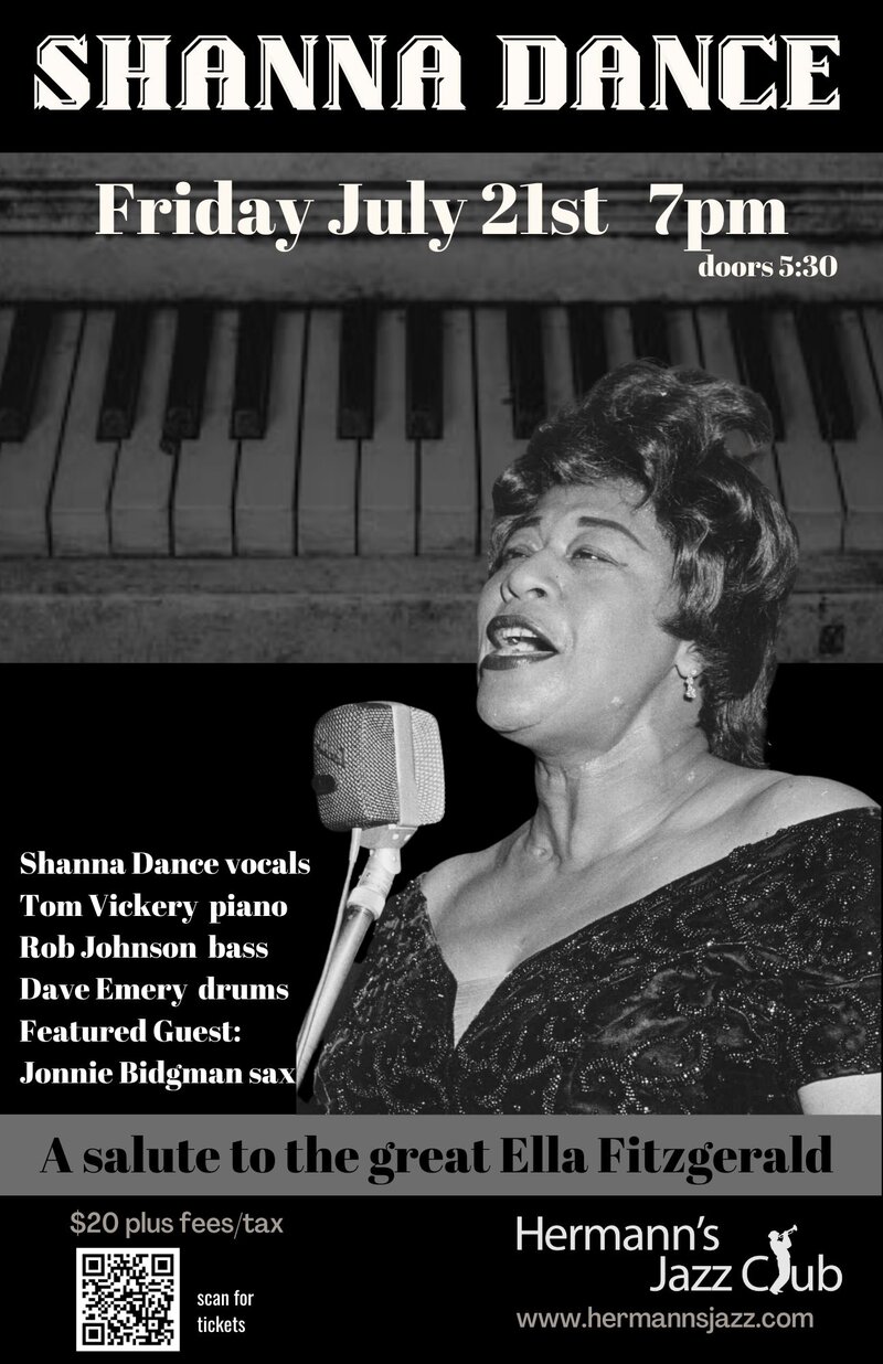 Shanna Dance: Salute to the great Ella Fitzgerald - May 6th @ Hermann's Jazz Club