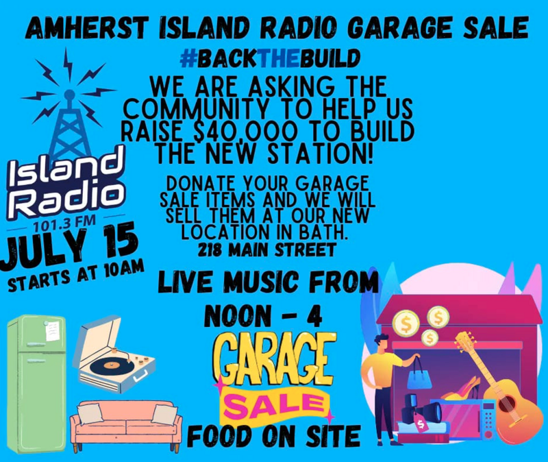 Amherst Island Radio Garage Sale: Engine 10-95, The Pinkertons, Triple J, The Freake Blues Band @ Amherst Island Radio Station (mainland) - Jul 15, 2023