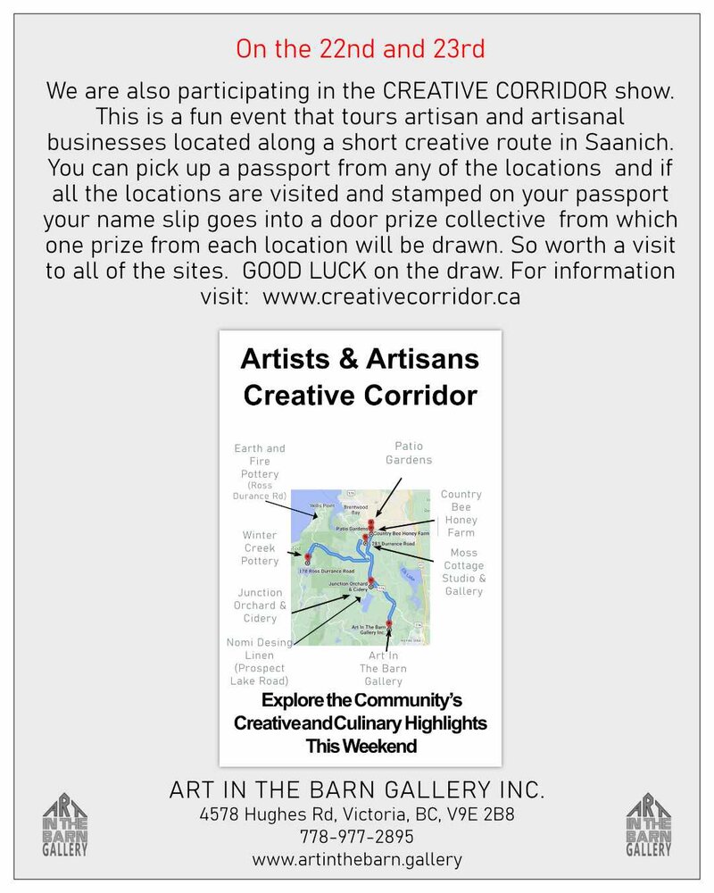 CREATIVE CORRIDOR STUDIO TOUR - May 7th @ Art In The Barn Gallery