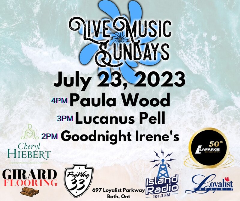 Live Music Sundays @ 697 Loyalist Parkway, Bath, ON - Jul 23, 2023