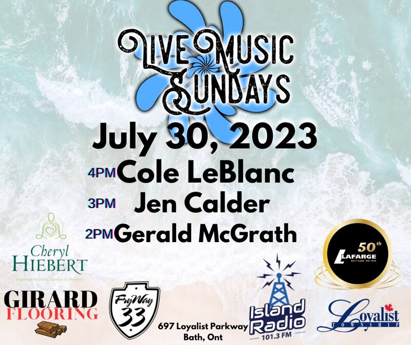 Live Music Sundays - May 7th @ 697 Loyalist Parkway, Bath, ON