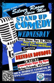 STAND UP COMEDY WEDNESDAYS OPEN MIC AT GOLDIES HOSTED BY BRENDAN BOURQUE!: Brendan Bourque @ Goldie's Pizza Nov 14 2012 - Apr 30th @ Goldie's Pizza