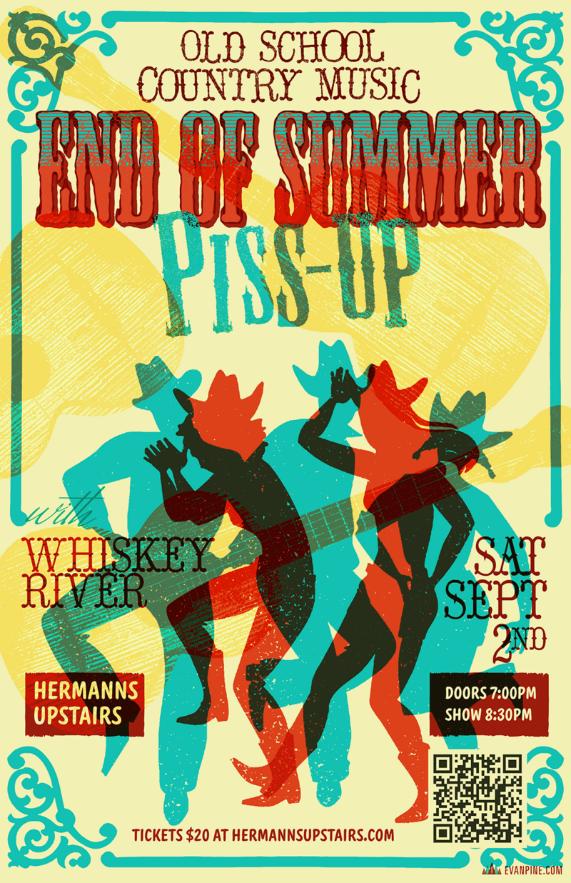 Whiskey River: End of Summer Country Night - Jun 18th @ Hermann's Upstairs
