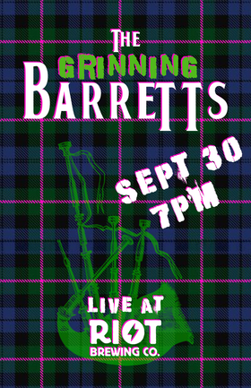The Grinning Barrett's LIVE @ Riot Brewing Co - Jun 23rd @ Riot Brewing Co.
