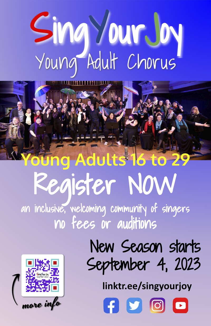 SingYourJoy Young Adult Chorus September 2023 Start-up - May 7th @ Oak Bay United Church
