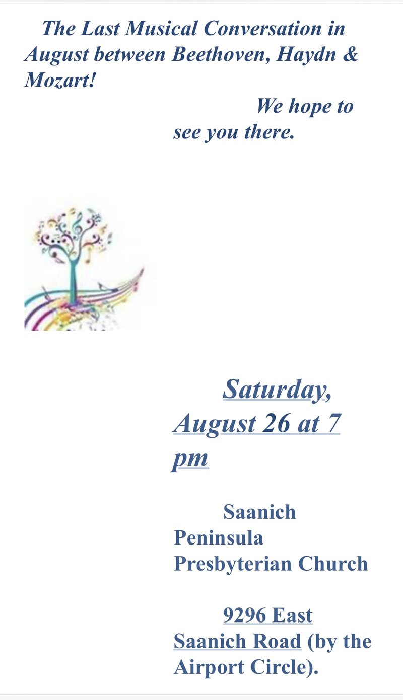 DieMahler Summer Chamber  Music  Series @ Saanich Peninsula Presbiteryan Church - Aug 26, 2023