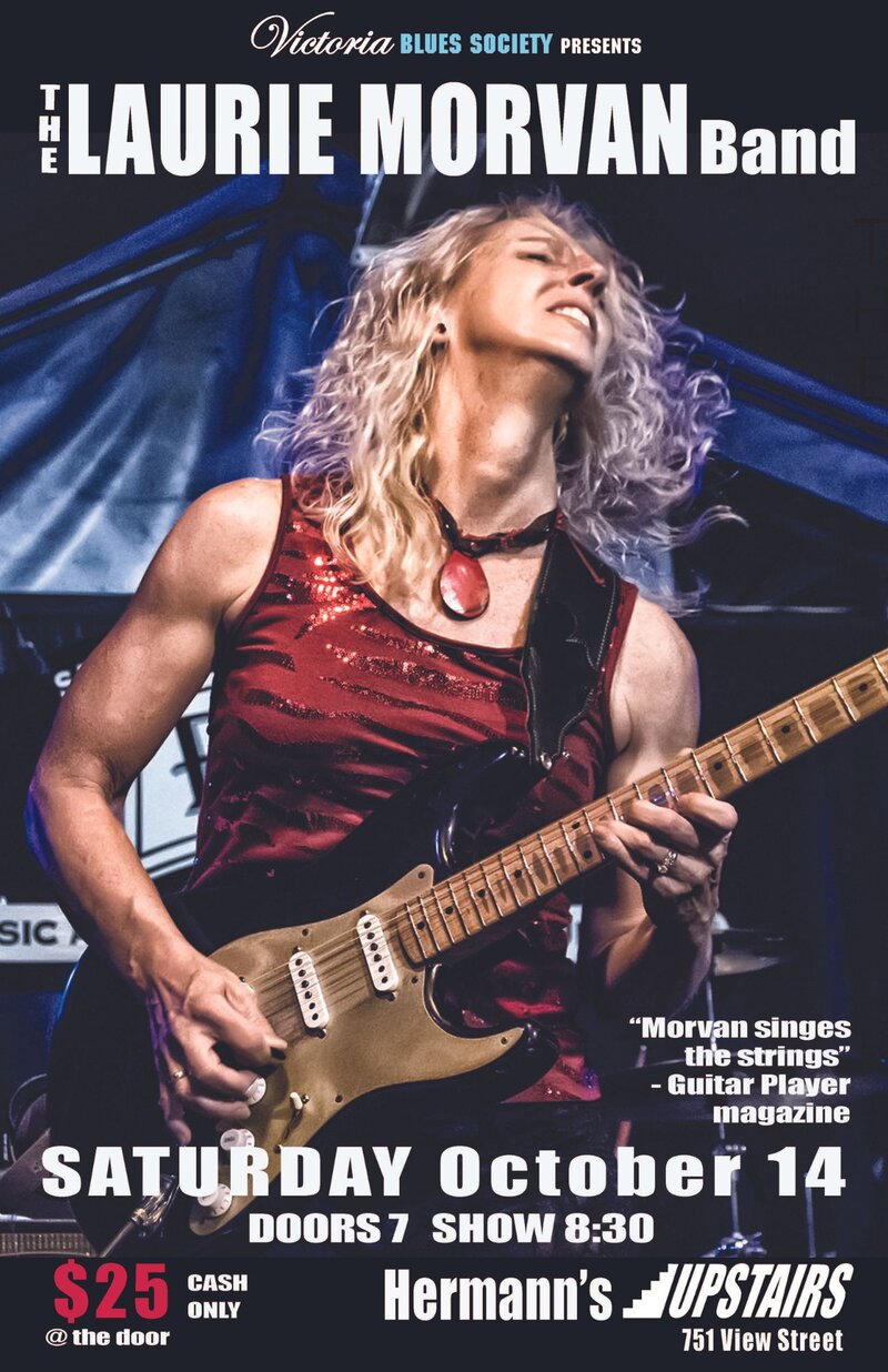Victoria Blues Society presents the Laurie Morvan Band - Jun 5th @ Hermann's Upstairs