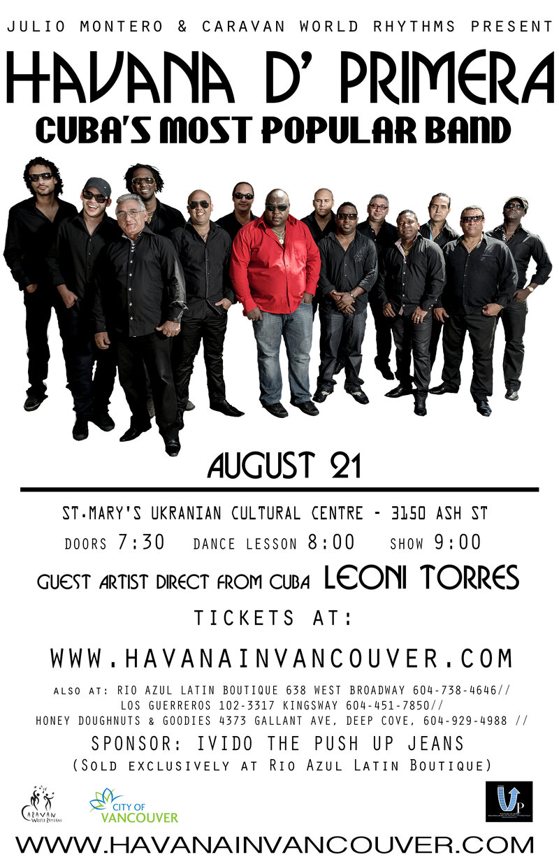 Undoubtedly Cuba's Most Popular Band - Direct from Cuba: Havana D' Primera @ St. Mary's Ukrainian Catholic Centre Aug 21 2013 - Jun 14th @ St. Mary's Ukrainian Catholic Centre