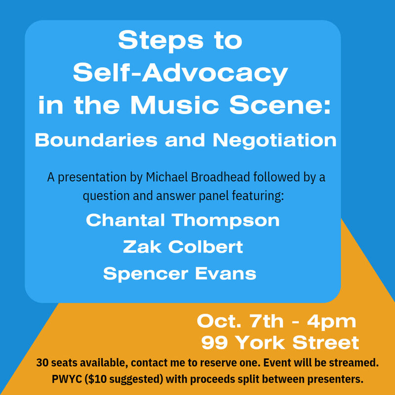 Self-Advocacy in the Music Scene: Boundaries and Negotiation - May 6th @ Kingston Community House at 99 York St.