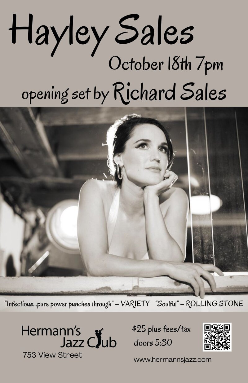Hayley Sales with opening set by Richard Sales - May 7th @ Hermann's Jazz Club