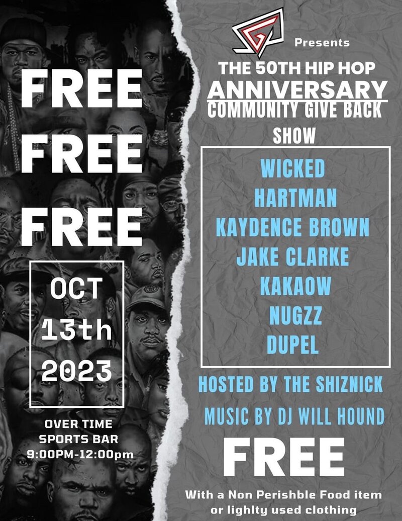 50th Anniversary Hip Hop community give back - May 7th @ Overtime Sports Bar