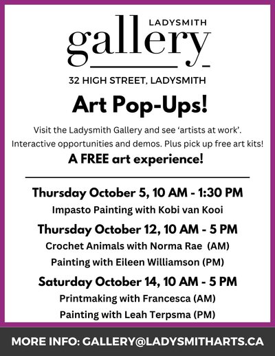 Art Pop-Up's At Ladysmith Gallery - Crochet Animals & Painting - May 6th @ Ladysmith Gallery