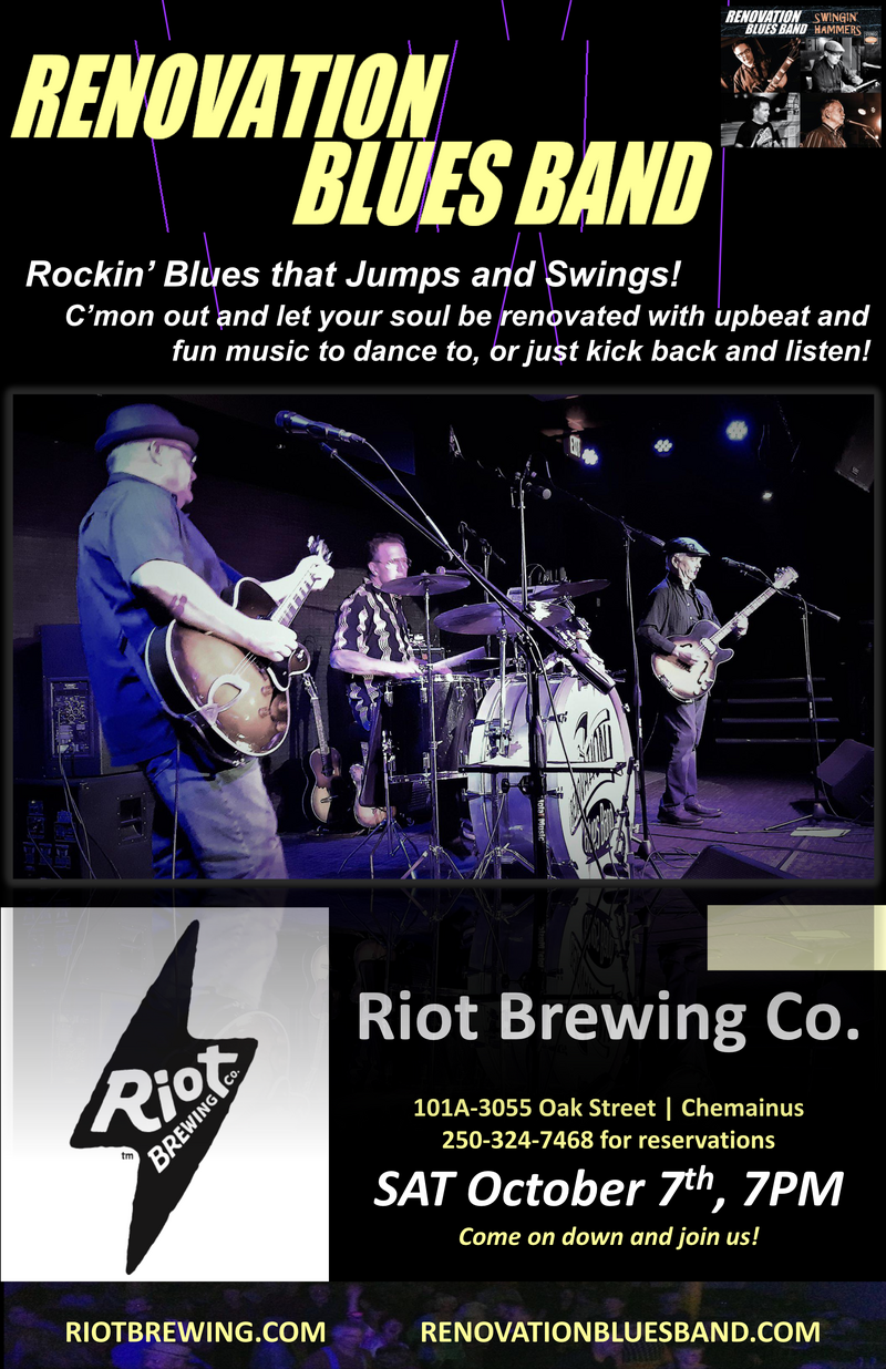 Renovation Blues Band LIVE @ Riot Brewing Co. - May 5th @ Riot Brewing Co.