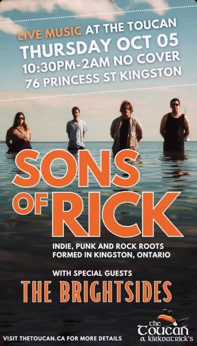 Sons of Rick, The Brightsides @ The Toucan Oct 5 2023 - May 19th @ The Toucan