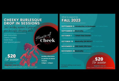 💥 Cheeky Burlesque Workshops are back this Fall!! 💥 - May 13th @ Dance Victoria