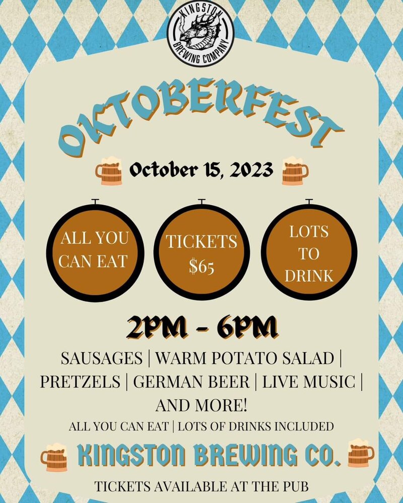 Oktoberfest: The Mill&bull;Rights @ The Kingston Brewing Co. Oct 15 2023 - May 1st @ The Kingston Brewing Co.