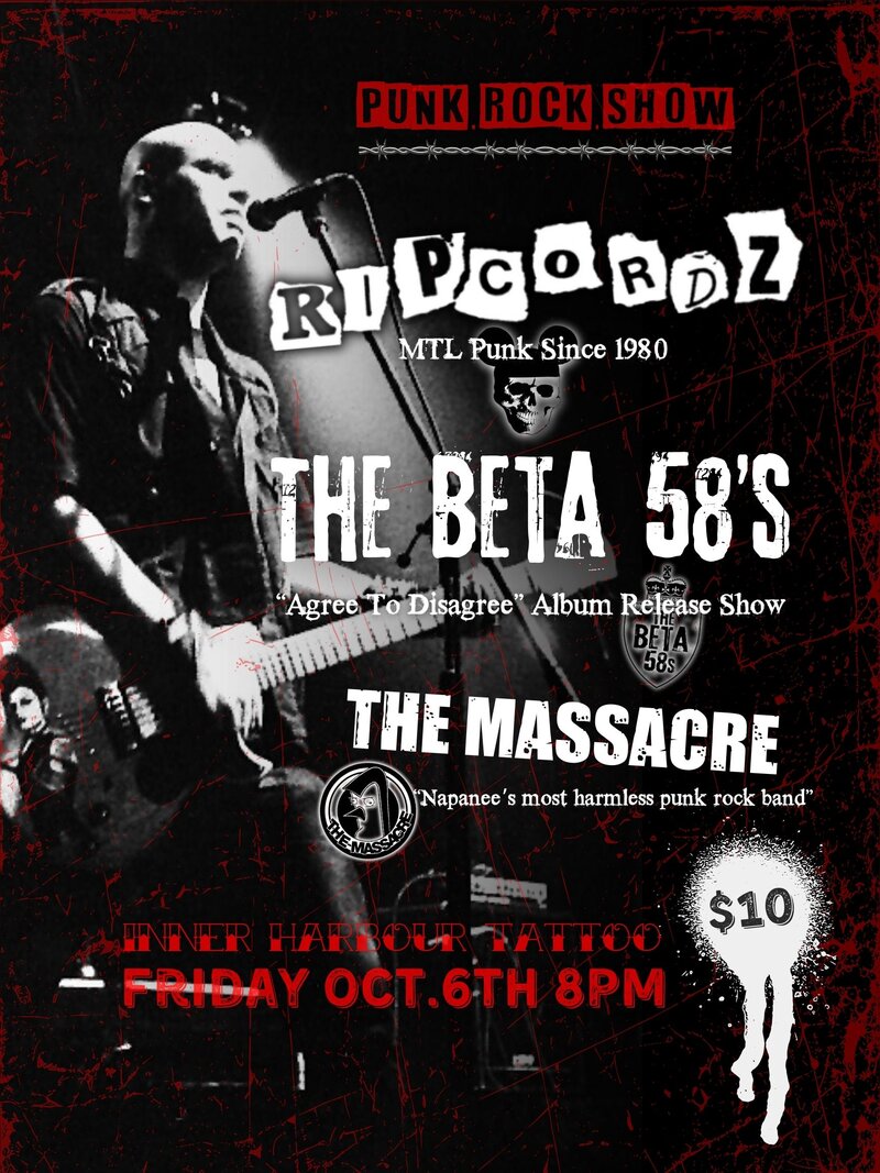 The Ripcordz, The Beta 58's, Massacre @ Undisclosed Kingston Venue - Oct 06, 2023