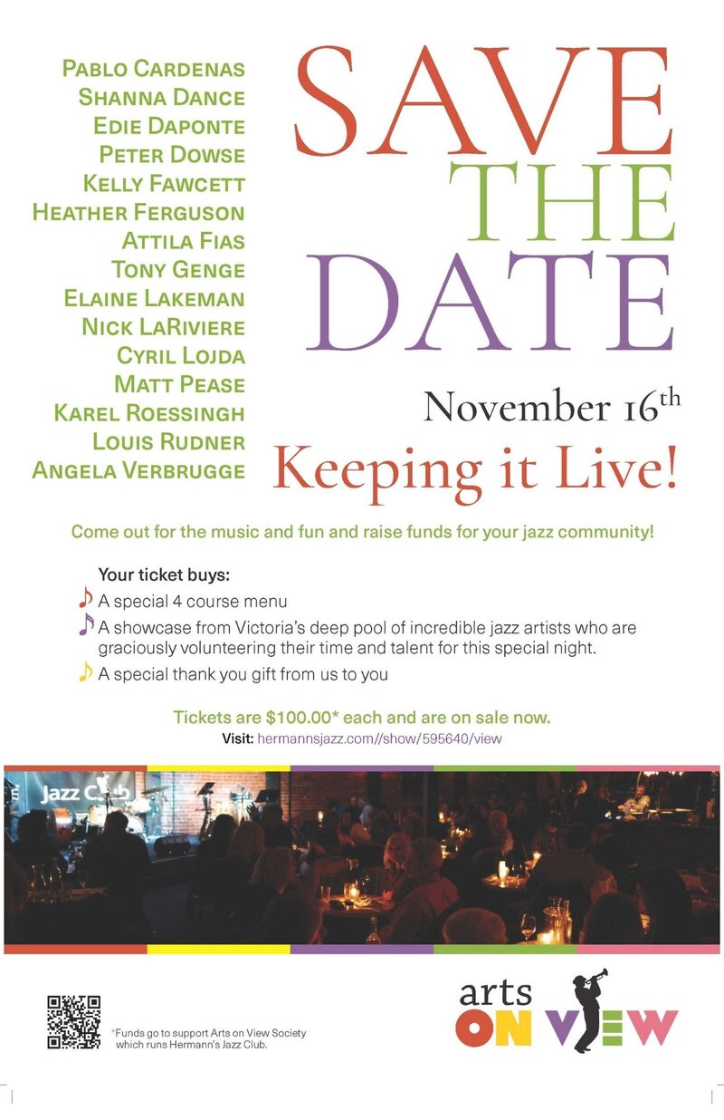 Arts On View Fundraiser: Keeping It Live! - Jun 7th @ Hermann's Jazz Club