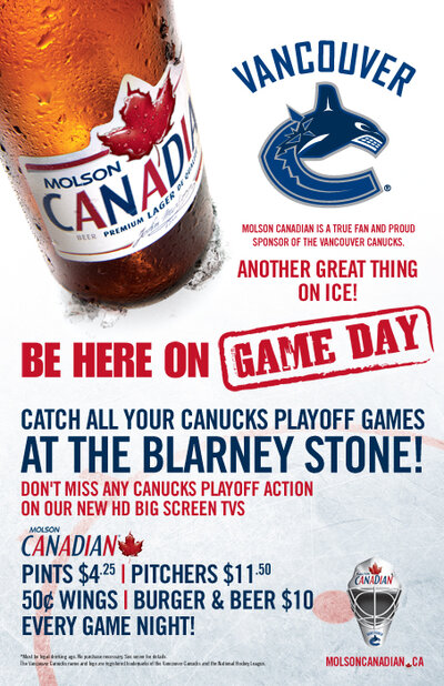 CANUCKS PLAYOFF GAMES: CANUCKS GAME 1 @ Blarney Stone Apr 15 2009 - Jun 10th @ Blarney Stone