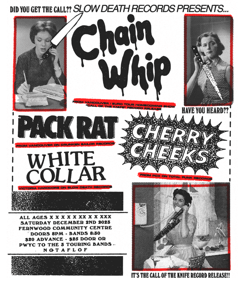 Chain Whip Record Release - May 6th @ Fernwood (NRG) Community Centre