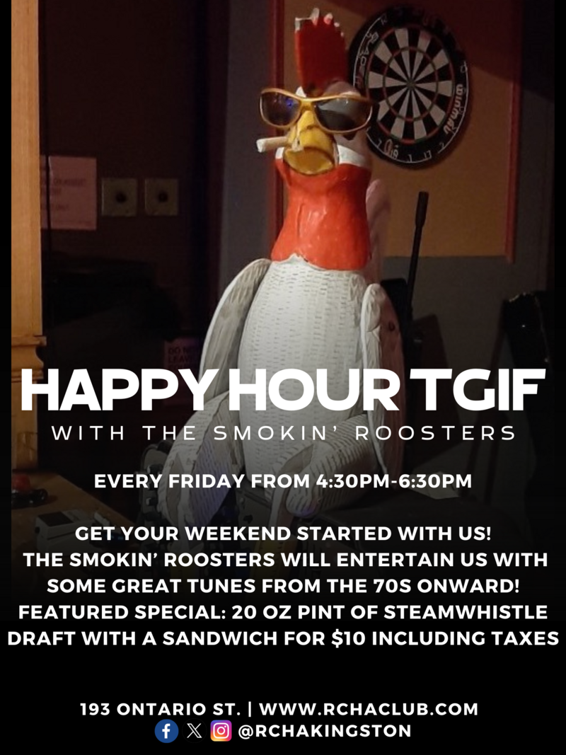 Happy Hour TGIF - May 11th @ The Club at the R.C.H.A.