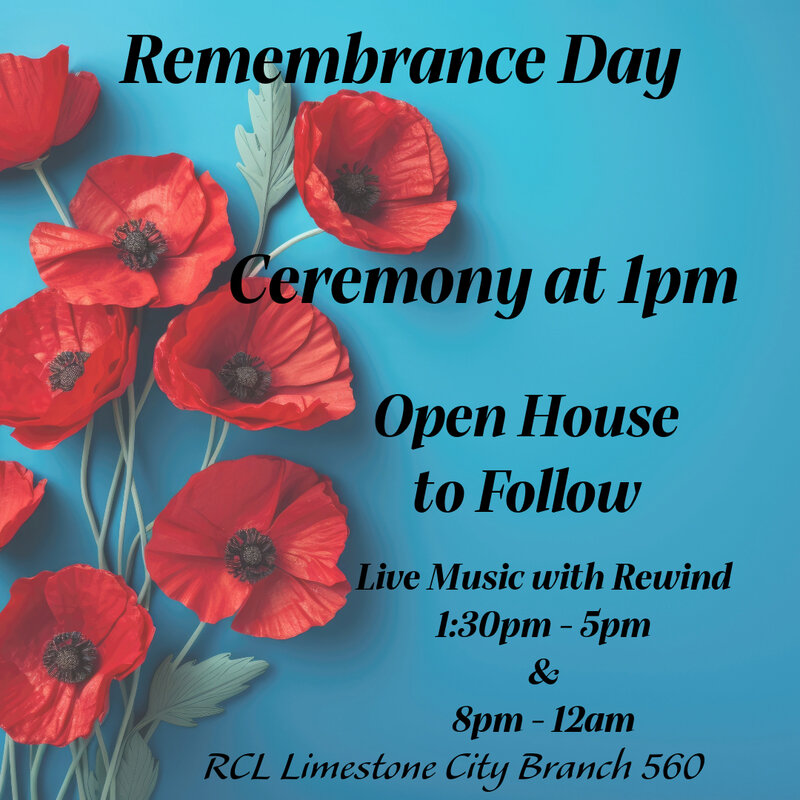 Remembrance Day Live Music - Rewind @ Royal Canadian Legion Branch 560 - Nov 11, 2023