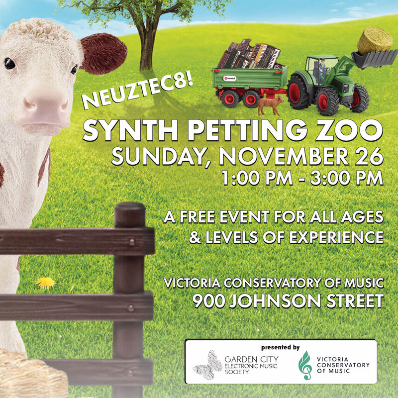 NeuzTec:  Synth Petting Zoo and Workshops (FREE) - May 6th @ Robin and Winifred Wood Recital Hall - Victoria Conservatory of 