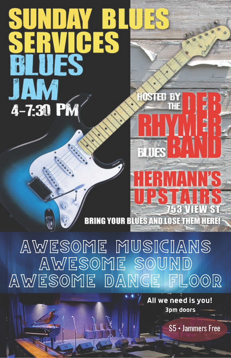 Blues Jam hosted by the Deb Rhymer Blues Band - Jun 4th @ Hermann's Upstairs