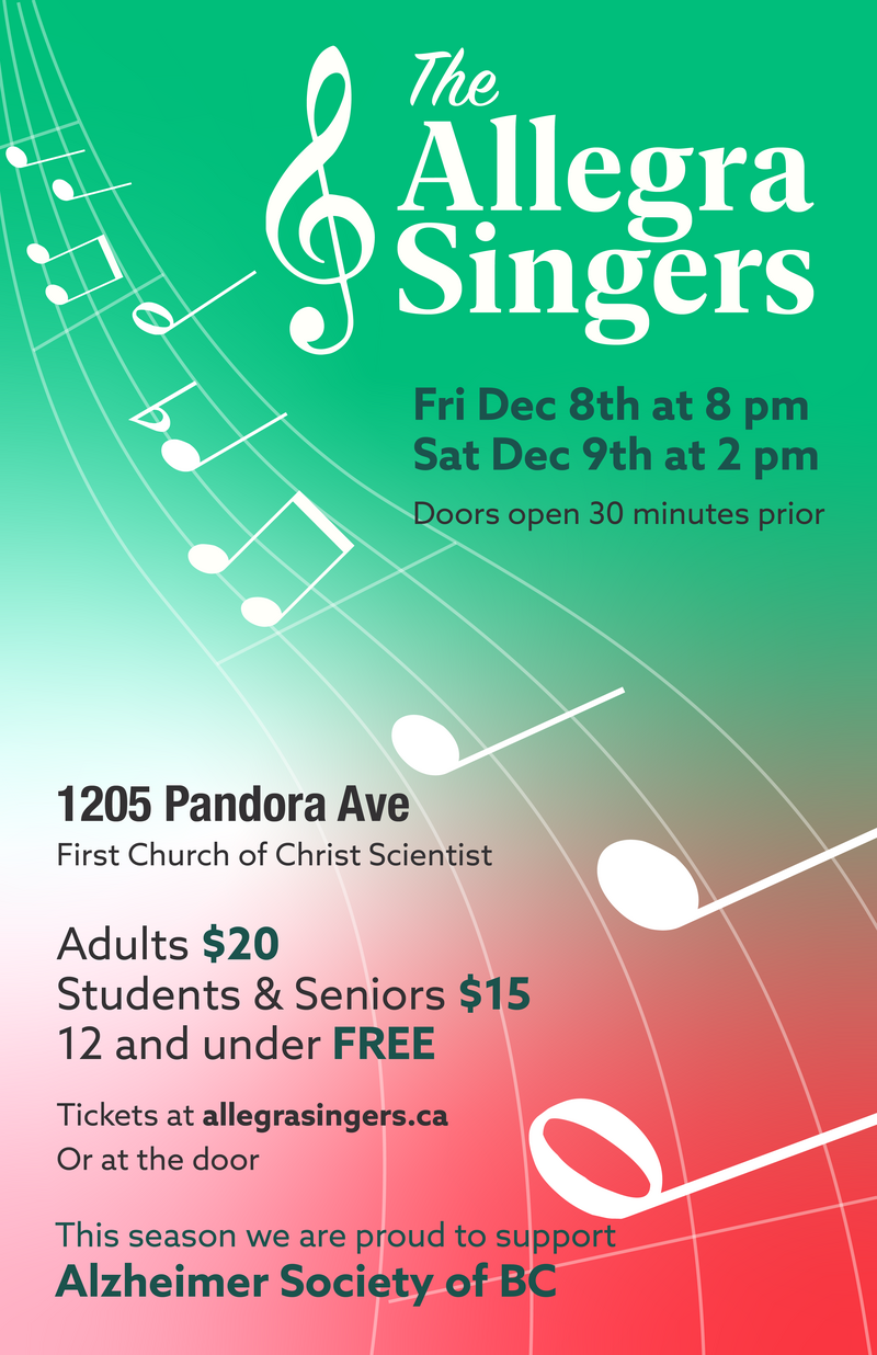 The Allegra Singers Winter Concert - May 17th @ First Church of Christ, Scientist