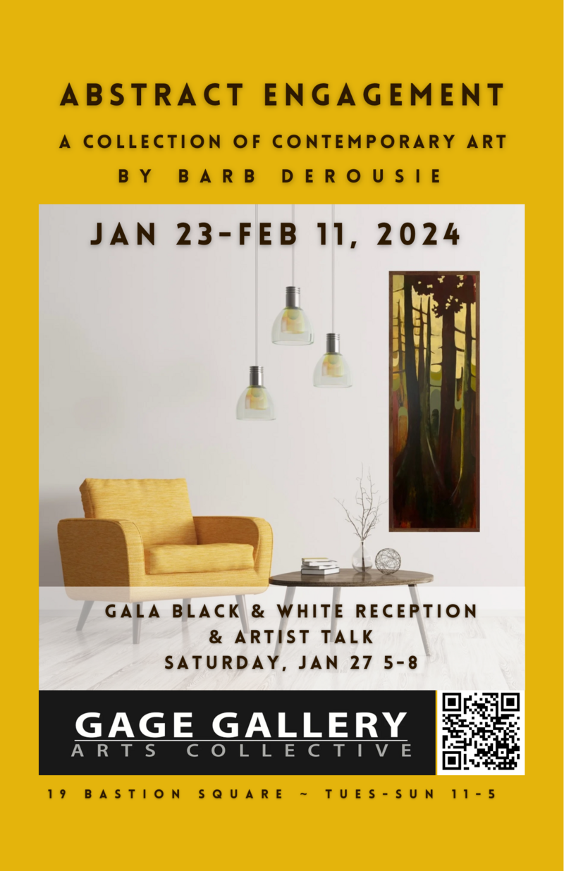 ABSTRACT ENGAGEMENT: A Collection of Contemporary Art by Barb DeRousie @ Gage Gallery Arts Collective - Jan 23, 2024
