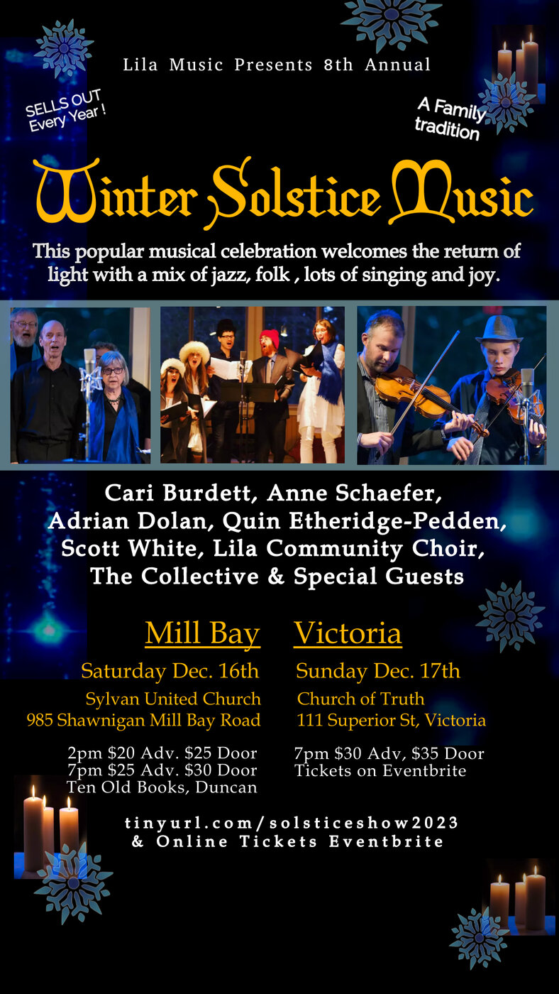 Winter Solstice Concert - Cari Burdett and Friends @ Sylvan United Church, Mill Bay - Dec 16, 2023