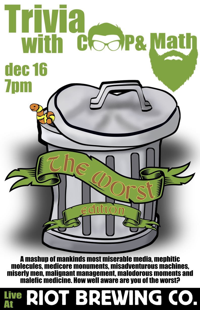 TRIVIA! Theme: The Worst - May 5th @ Riot Brewing Co.