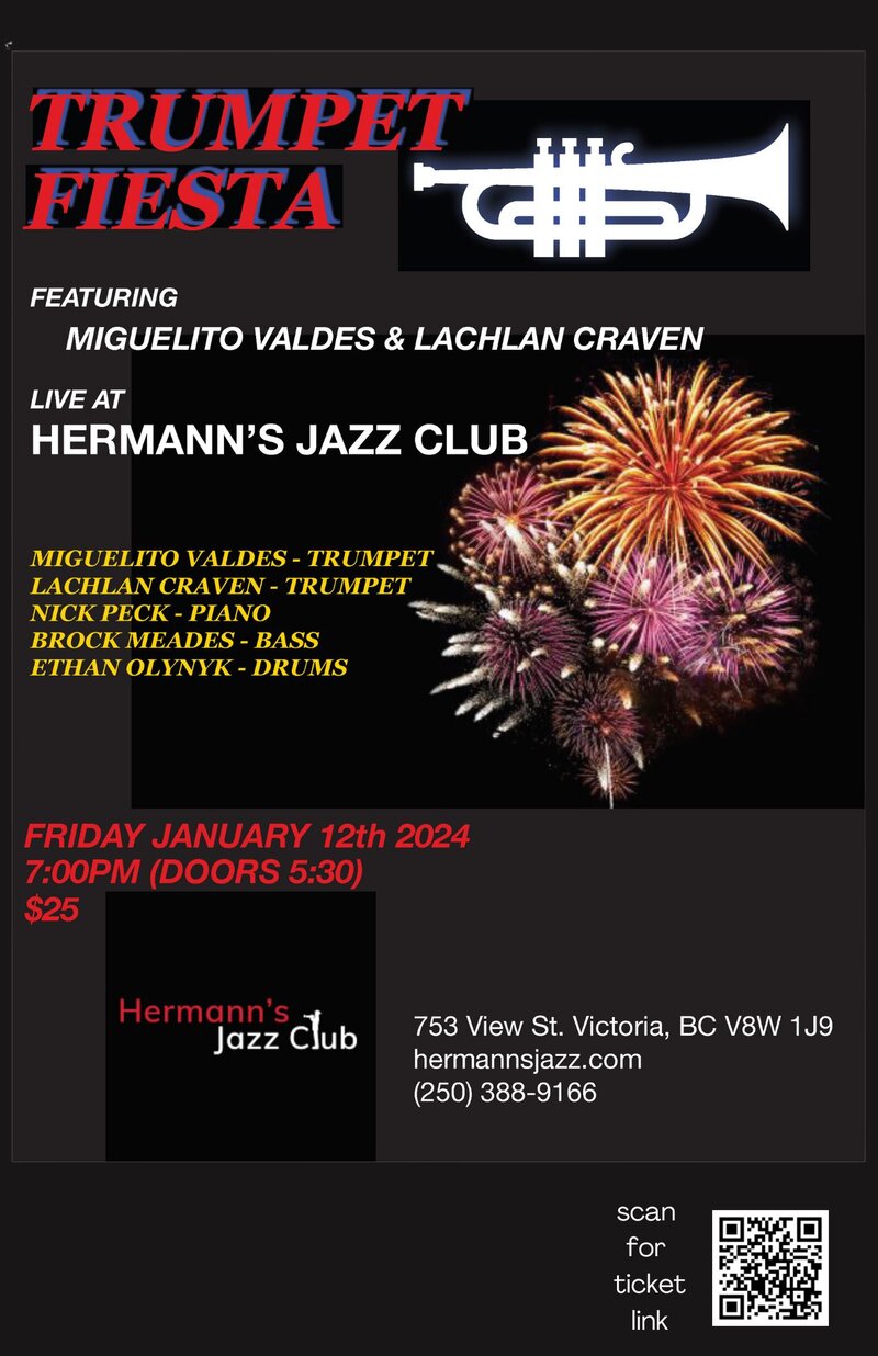 Trumpet Fiesta: Miguelito Valdes, Lachlan Craven @ Hermann's Jazz Club Jan 12 2024 - May 7th @ Hermann's Jazz Club