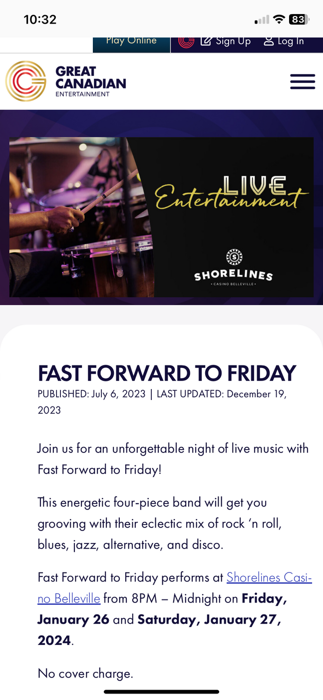 Fast Forward to Friday - May 6th @ Shorelines Casino