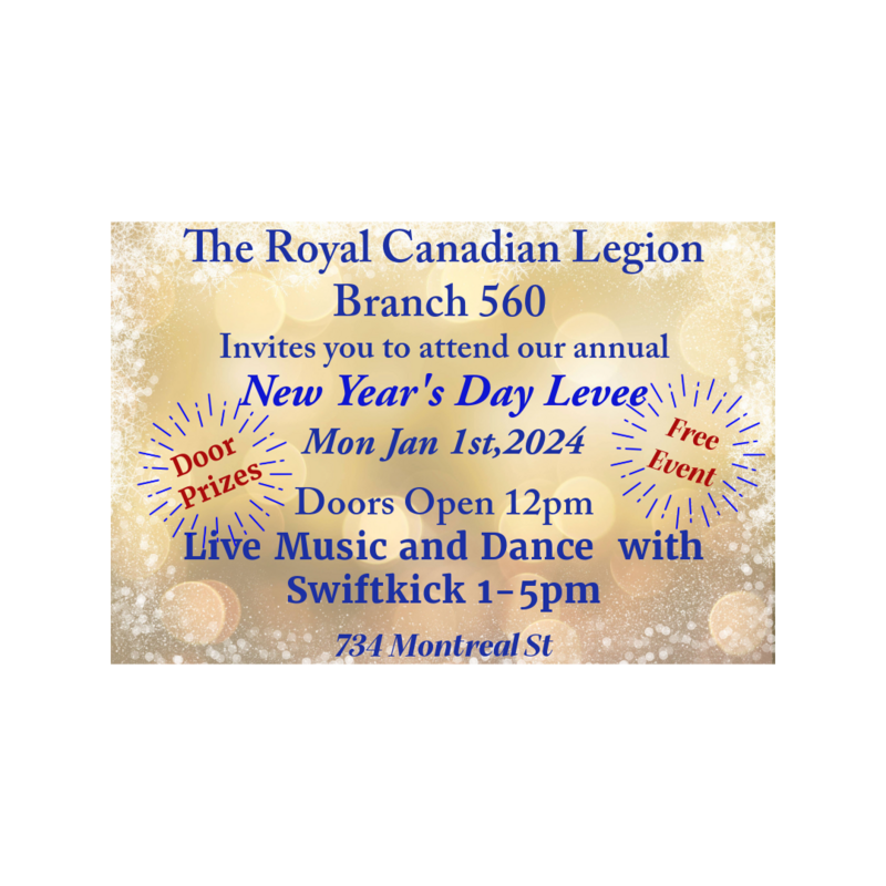 New Year's Day Levee: Swiftkick @ Royal Canadian Legion Branch 560 Jan 1 2024 - May 11th @ Royal Canadian Legion Branch 560