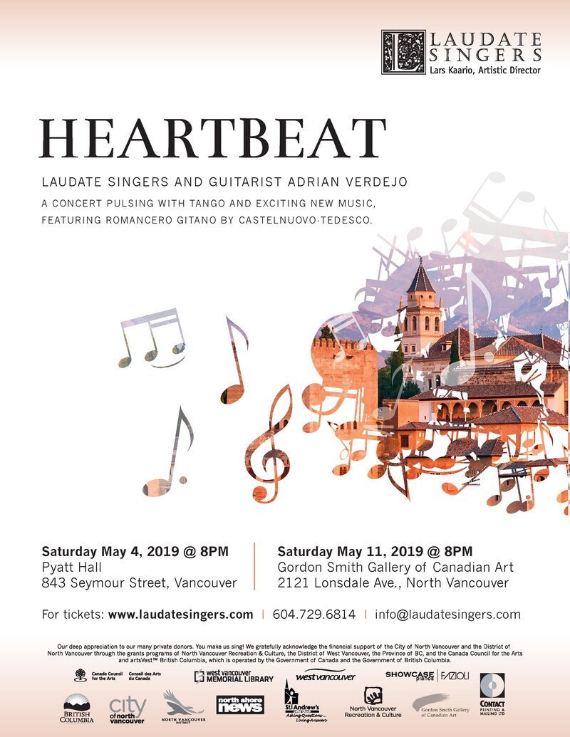 HEARTBEAT: Laudate Singers, Adrian Verdejo @ VSO School of Music (Pyatt Hall) May 4 2019 - May 7th @ VSO School of Music (Pyatt Hall)
