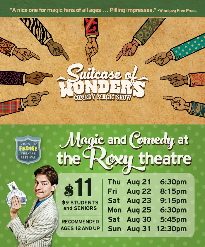 Suitcase of Wonders - Comedy Magic Show: Ryan Pilling - Magician @ Blue Bridge Repertory Theatre Aug 23 2014 - Jun 4th @ Blue Bridge Repertory Theatre