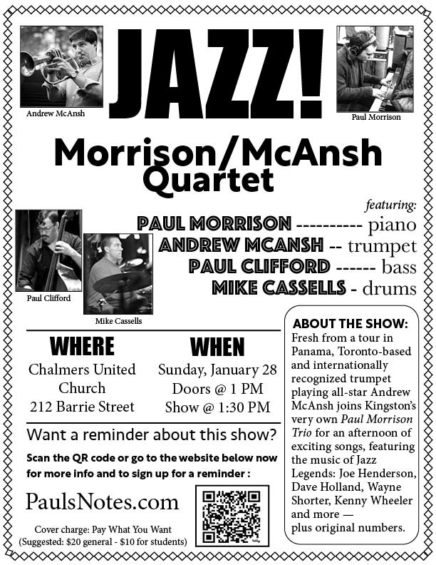 Morrison/McAnsh Quartet @ Chalmers United Church - Jan 28, 2024